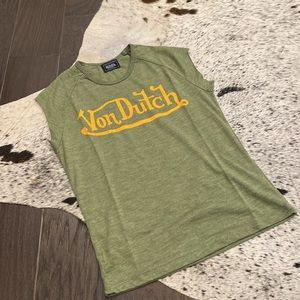 Von Dutch Army Green Sleeveless Top Small